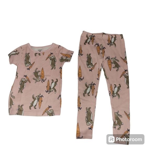 Carters rabbit and carrots Pajamas set size 5t/5A - Picture 1 of 4